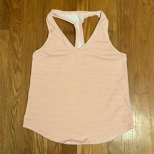 Southern Tide Cherise Racerback Striped Performance‎ Tank in coral and white XS